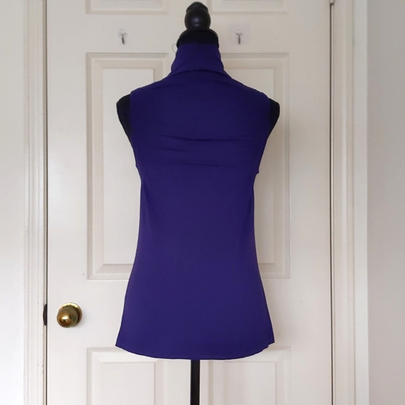 NWOT. The Limited Rayon and Spandex Purple Turtleneck Sleeveless with Design Top - Picture 6 of 6